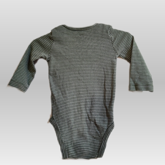 Carter's 6 months Green & White Stripped Onesie - Picture 3 of 3